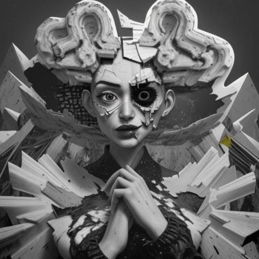 Surreal Fragmented Face in Digital Collage Style