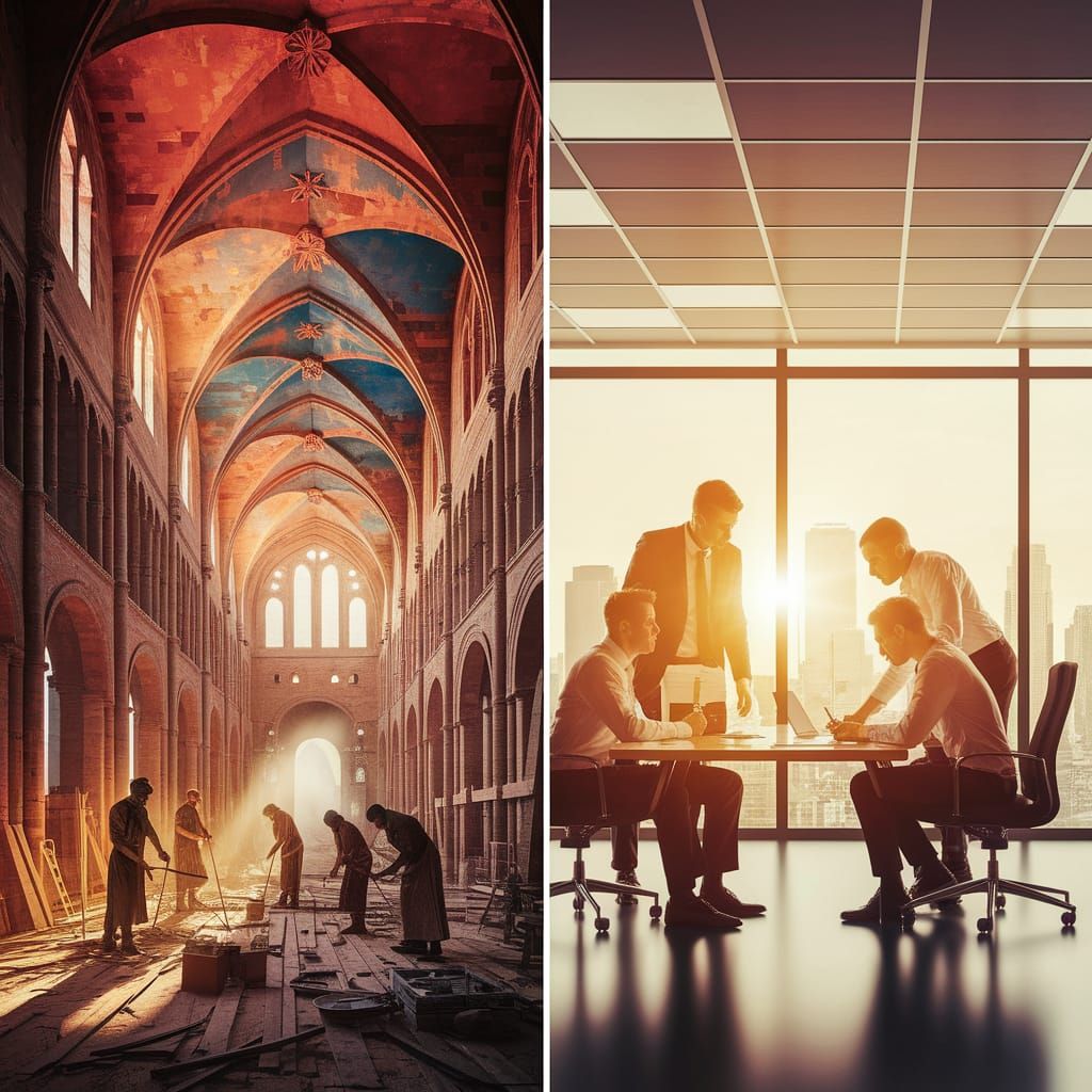 Architectural Juxtaposition: Medieval Cathedral Meets Modern...