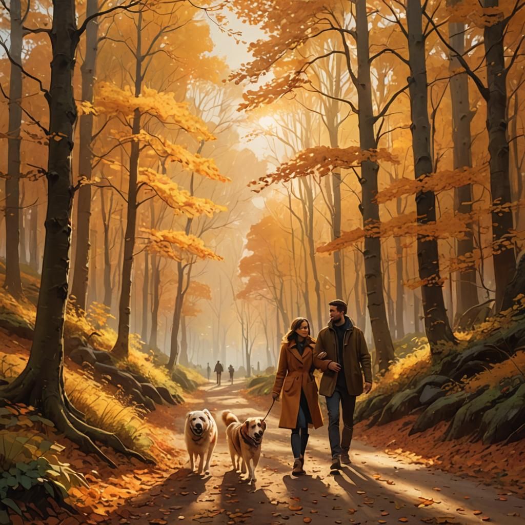 Autumn Woods Walk: Impressionistic Concept Art