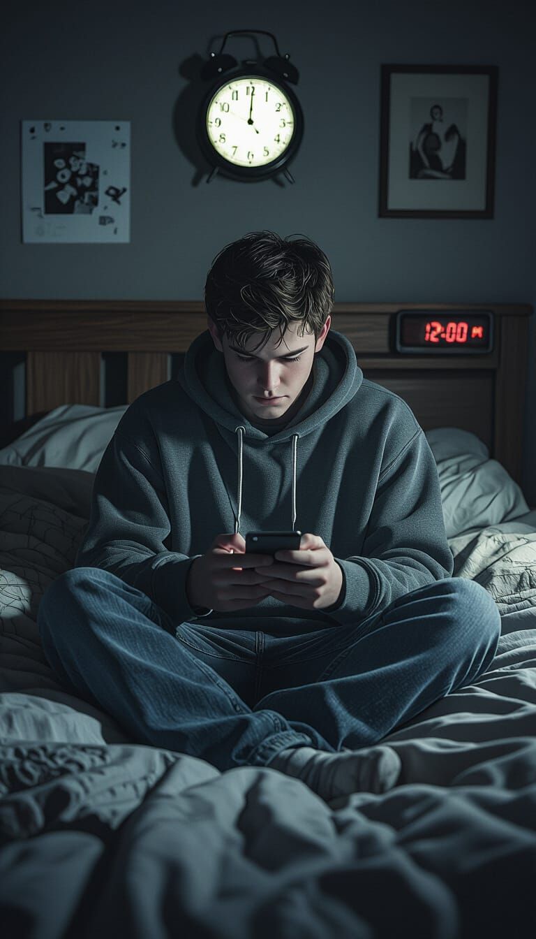 Man on Phone at Midnight, Cinematic Horror Mood