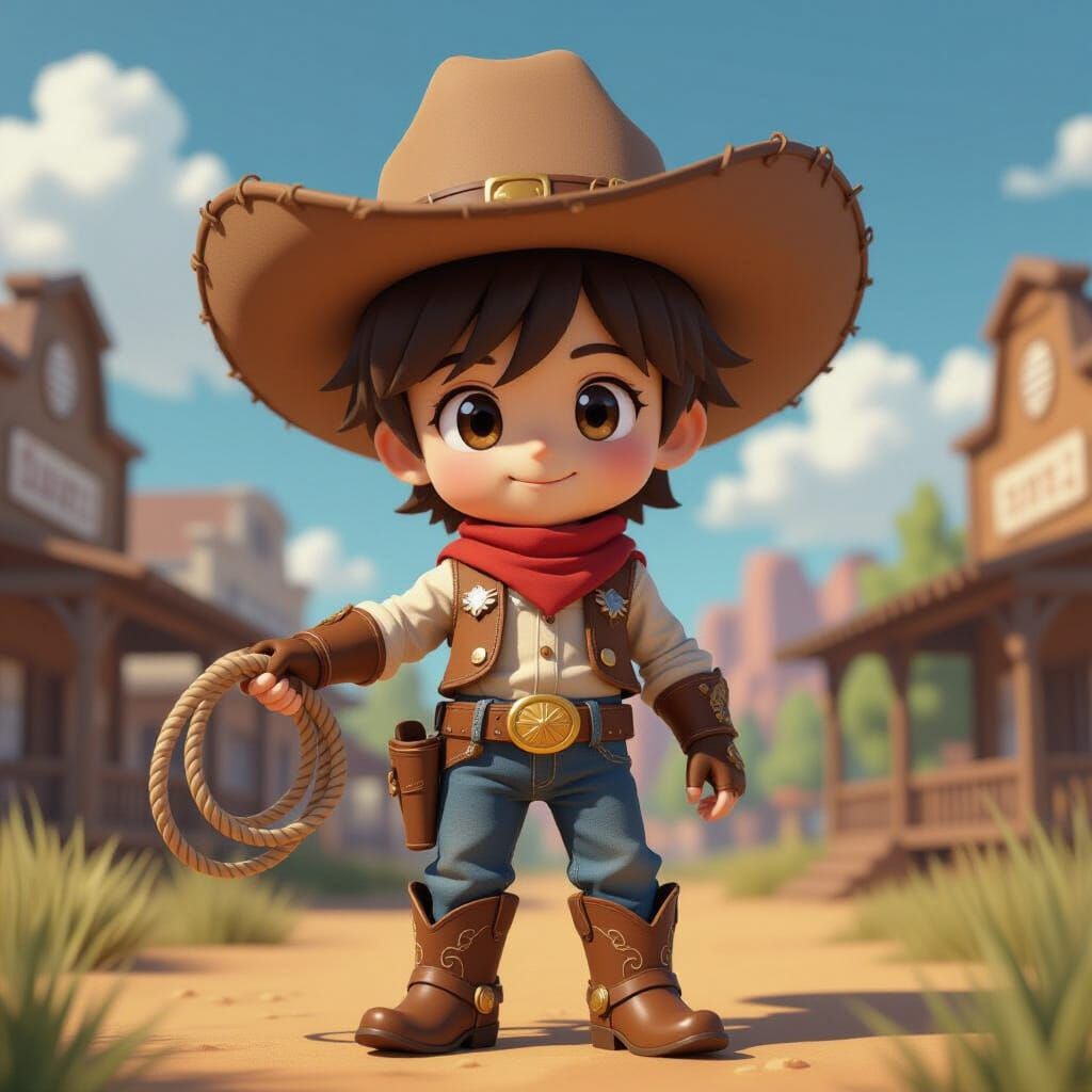 Cowboy with Lasso in Detailed 3D Anime Style