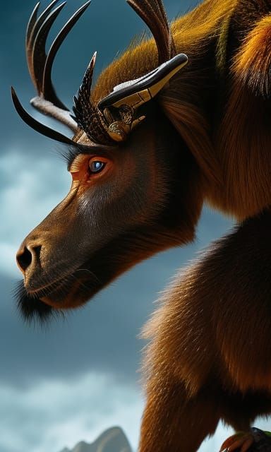 Ornate Monkey Portrait in Detailed Fantasy Style