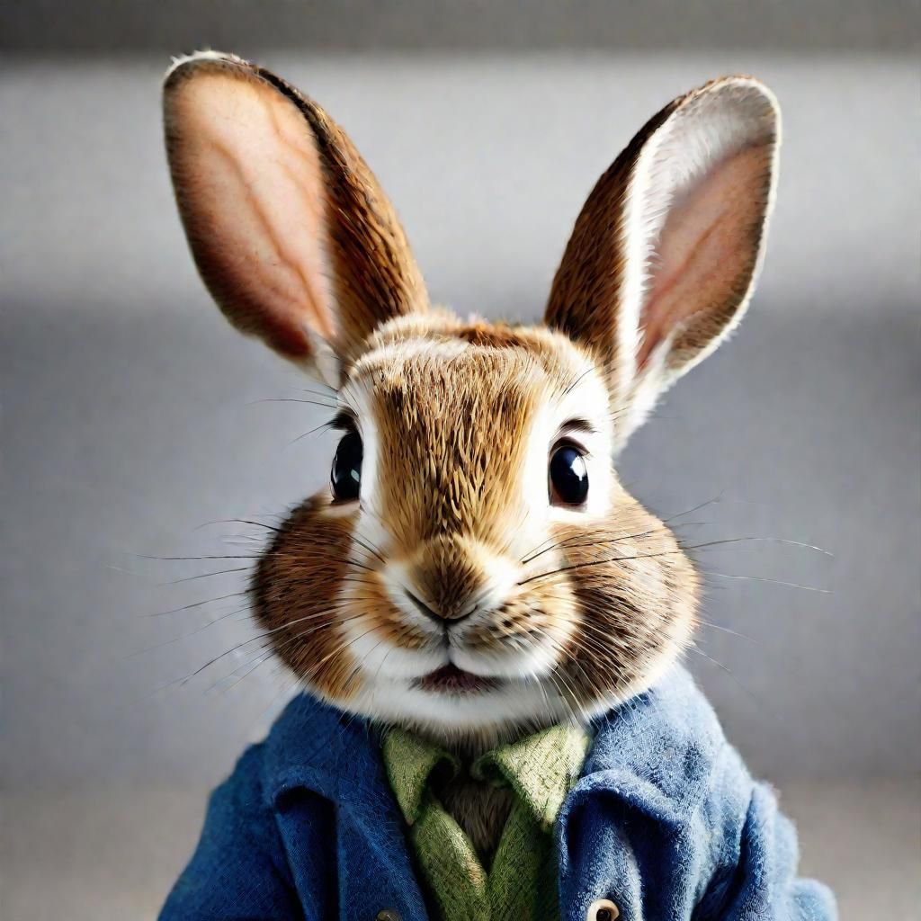 Peter Rabbit Close-Up Portrait in Studio Lighting