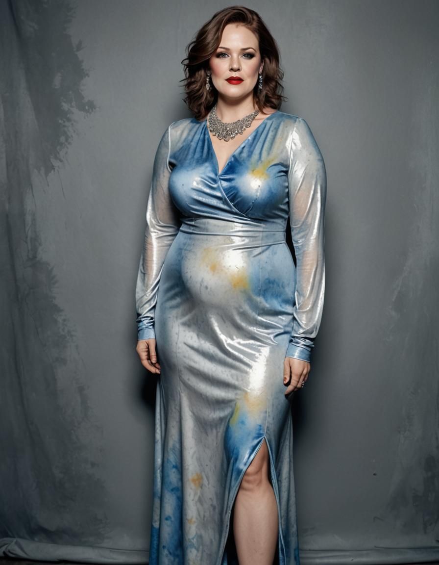 Psychedelic Watercolor Portrait of Curvy Woman in Pop Art