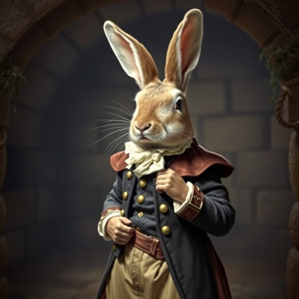 Regal French Hare in 18th Century Attire