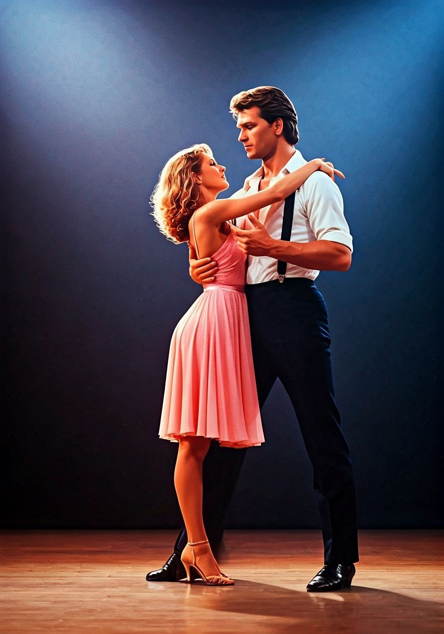 Dirty Dancing Lift Movie Poster with Swayze and Grey