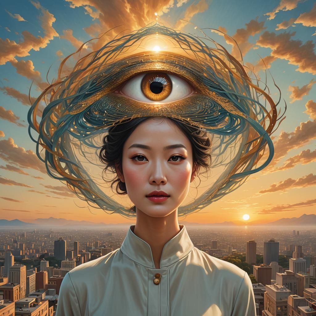 Newborn's First Breath: Warped Perspective in Rich Colors