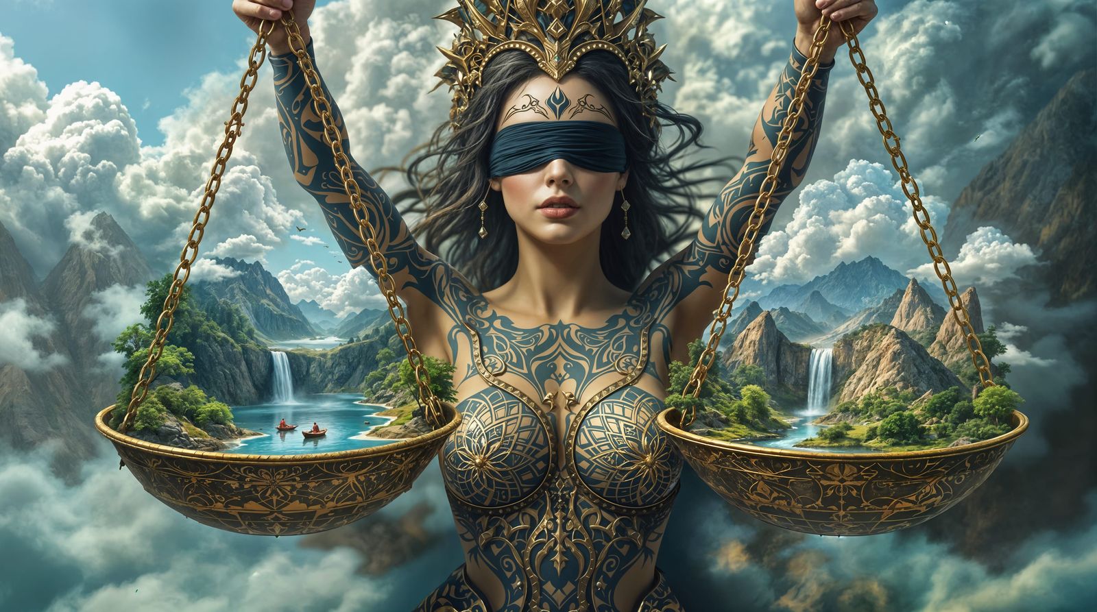 Epic Goddess Themis Holds Balance in Miniature Worlds