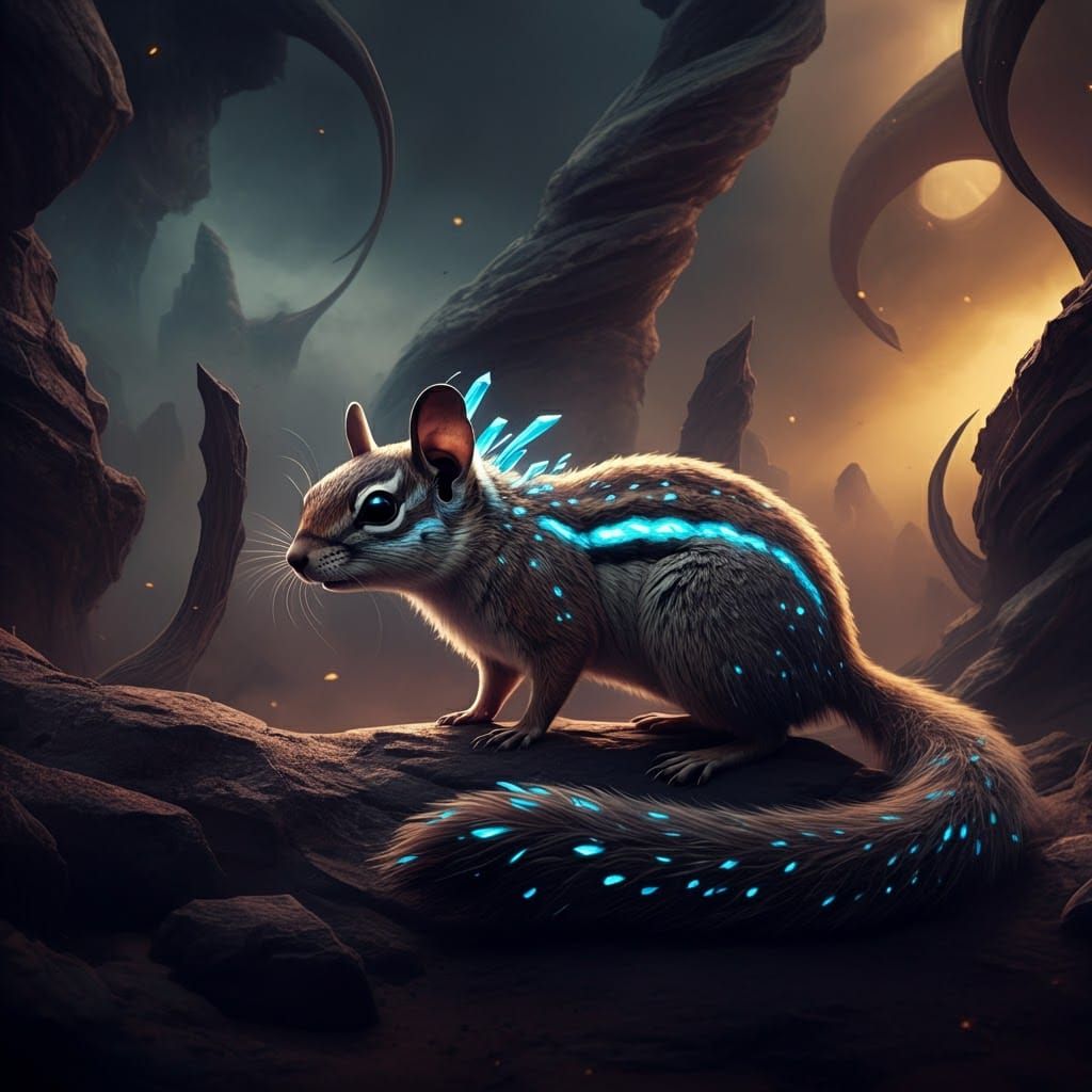 Bioluminescent Desert Creature in Gothic Landscape