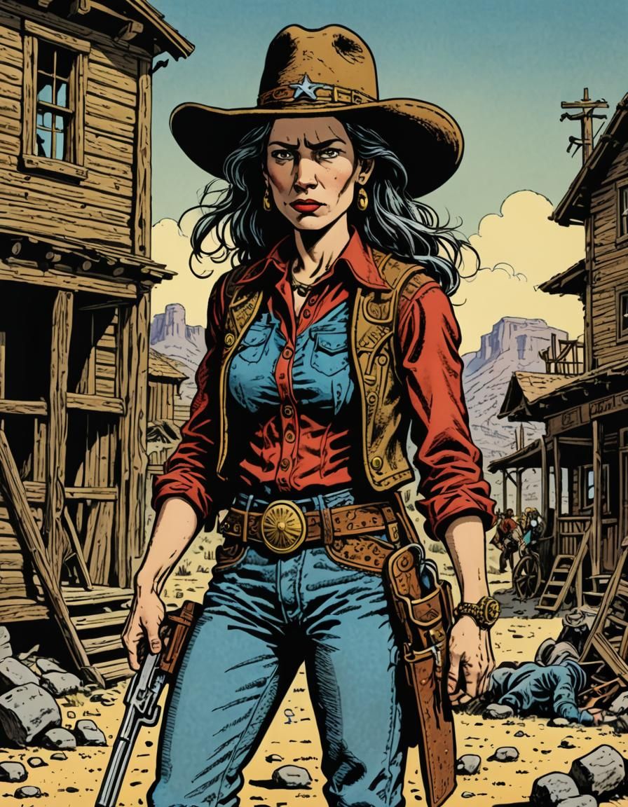 Old West Outlaw in Robert Crumb Comic Style