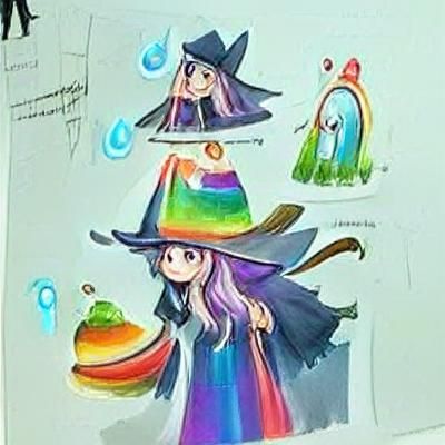 Cute Rainbow Witch: Digital Concept Art