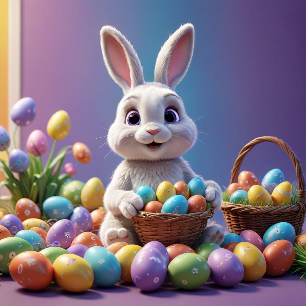 Whimsical Easter Wonderland in Vibrant 3D