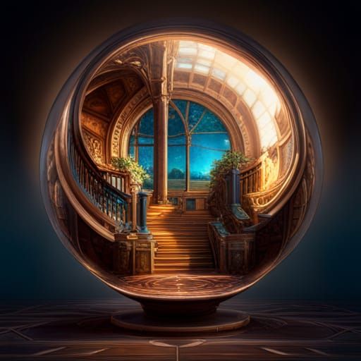 Dark Fantasy Glass Globe Art in 8K Resolution