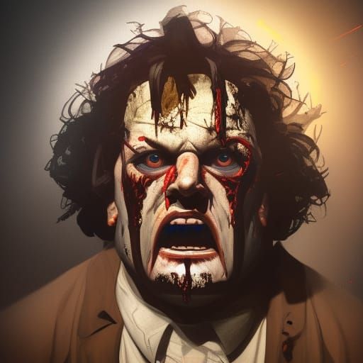Demonic Leatherface Portrait in Hyperdetailed Style