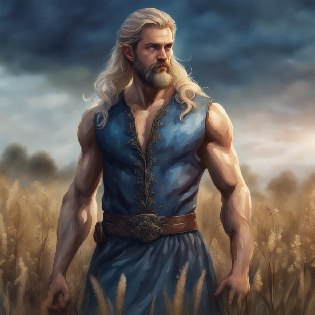 Viking in Ball Gown Watercolor Painting