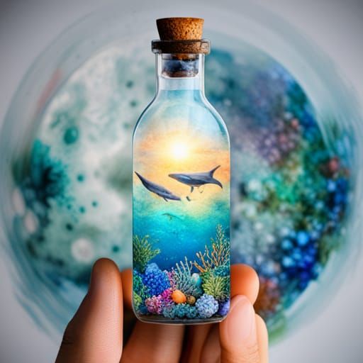 Ocean Life in a Bottle: Geometric Abstract Art