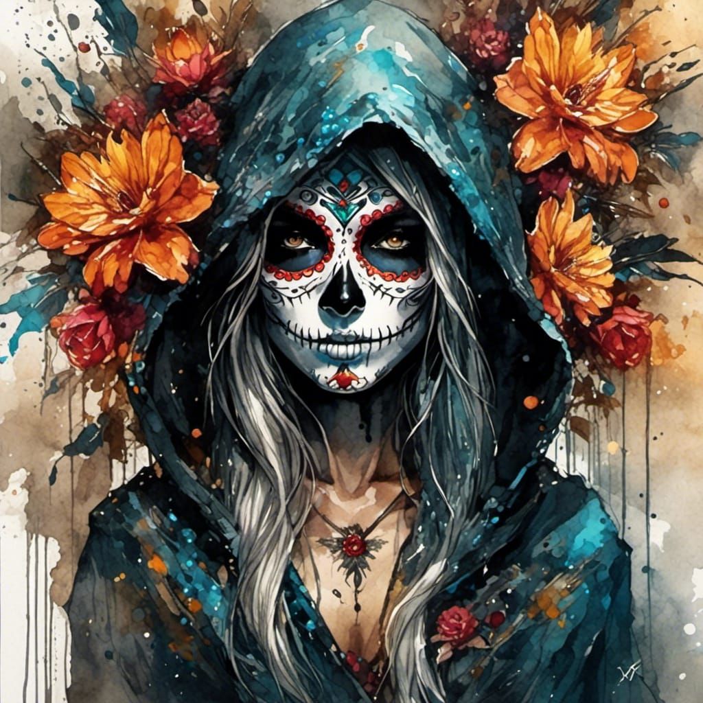 Day of the Dead Ninja in Cyberpunk Style