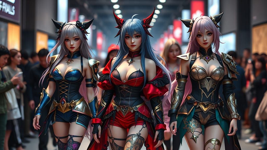 Cosplay Models Strut Their Stuff on a Vibrant Runway in Ultr...