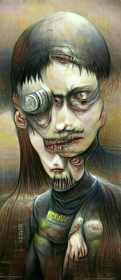 Cyberpunk Zombie Cyborg by Alfred Kubin and Junji Ito