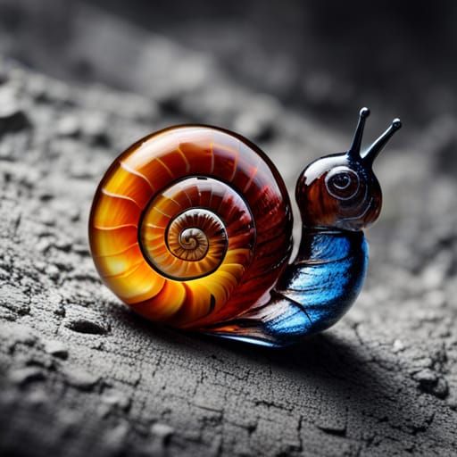 Glass Snail in Colorful Rock Garden