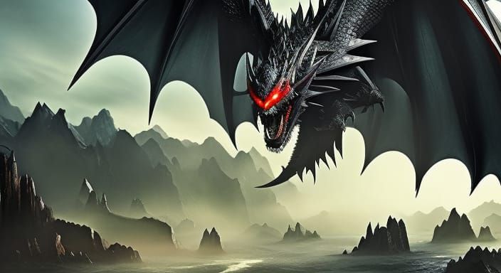 Epic Black Dragon in Dark Fantasy Style