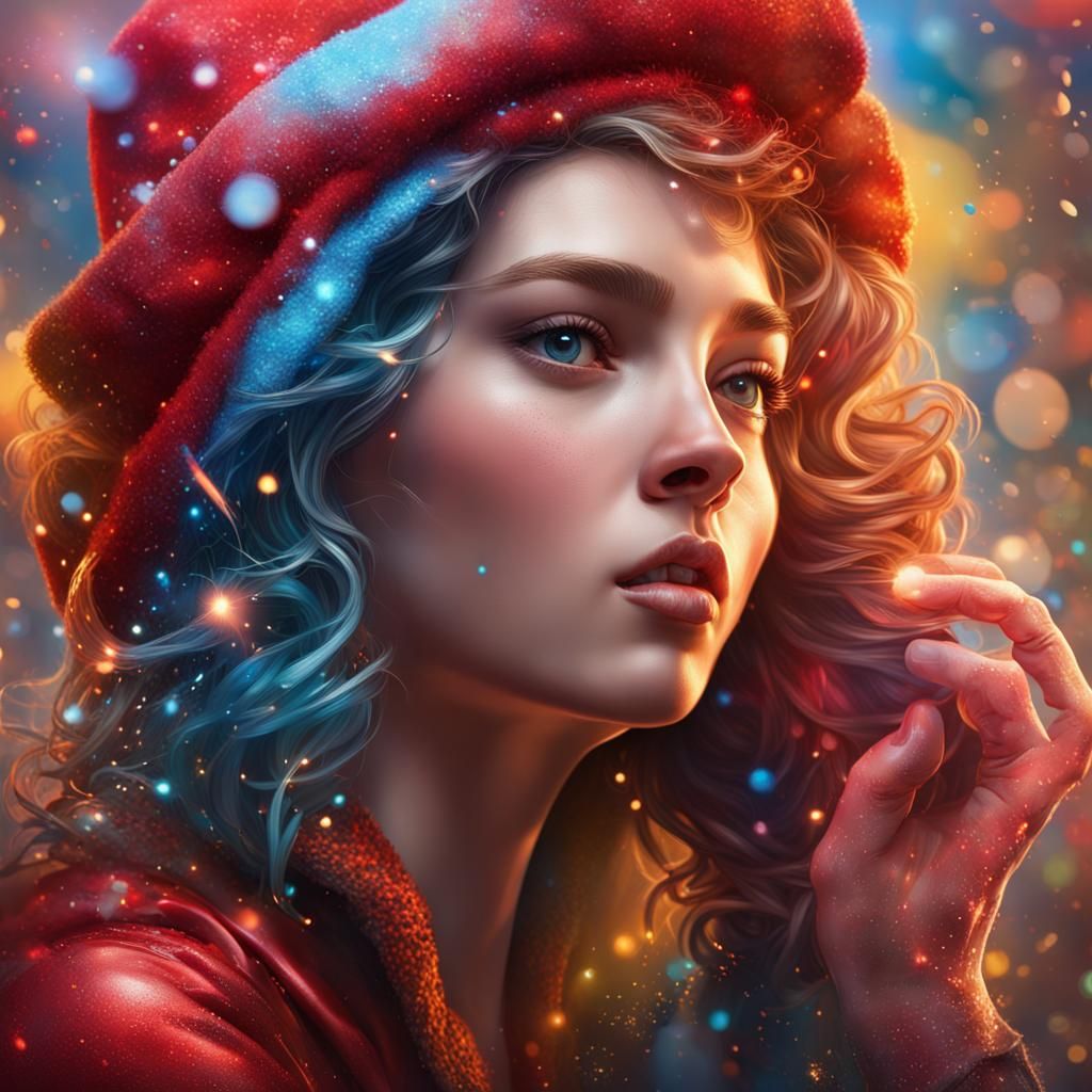 Festive Hyperrealistic Portrait in Splash Art Style