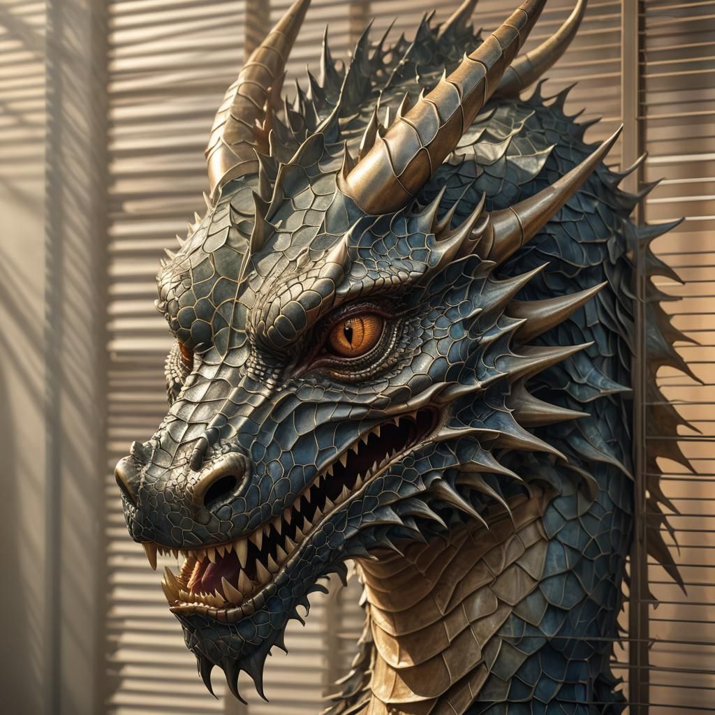 Fractal Dragon Head Portrait in Jesper Eelsing Style