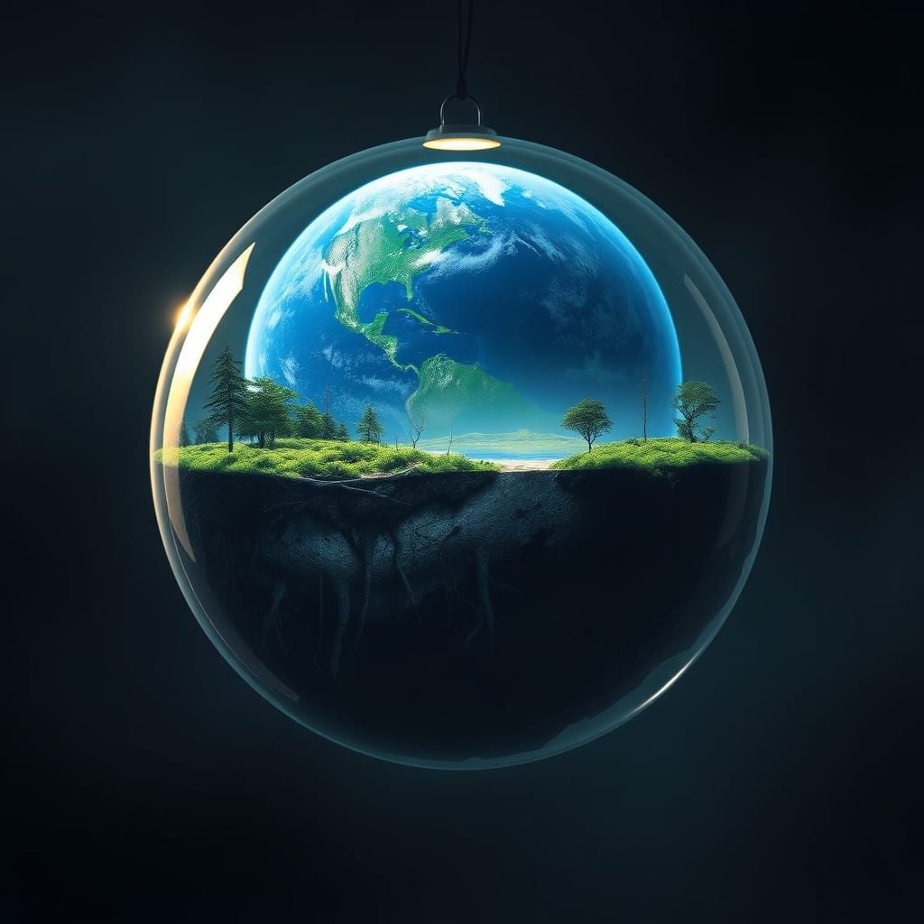Contrasting Planets in Bubbles: Dystopian Sci-Fi Art