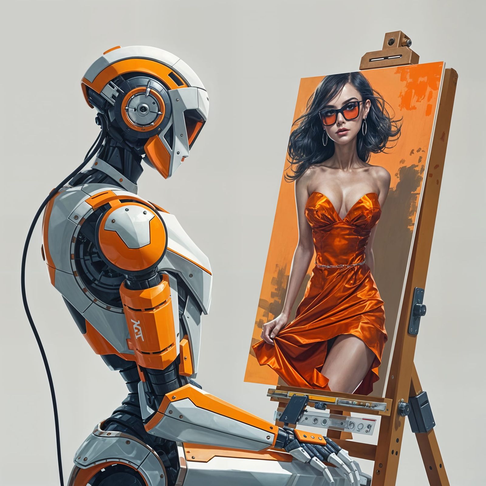 Robot Paints a Portrait of a Modern Woman