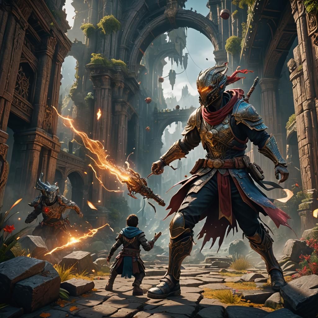 Intense Tennis Player in a Fantastical Matte Painting