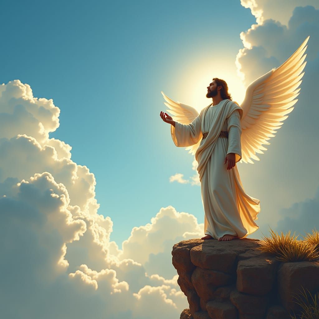 Jesus and Angel in Heaven, Old Master Style