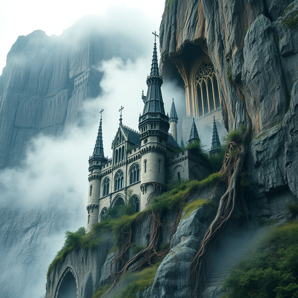 Majestic Mountain Castle in Ruins