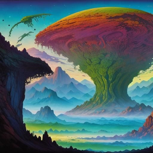 Surreal Alien Landscape in Roger Dean Style