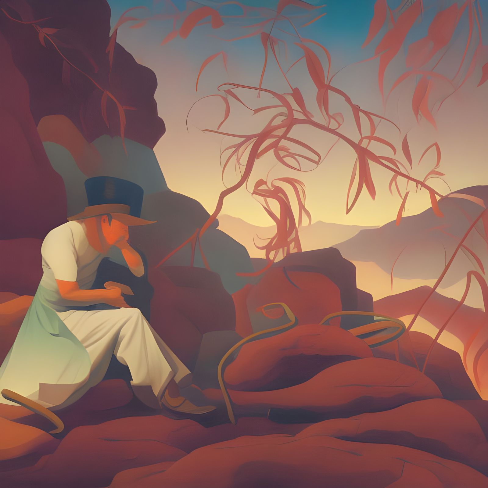 Idyllic Landscape in the Style of Hudson River School