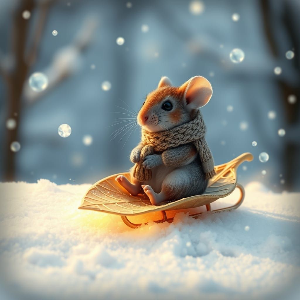 Enchanted Winter Wonderland Scene in Whimsical Style