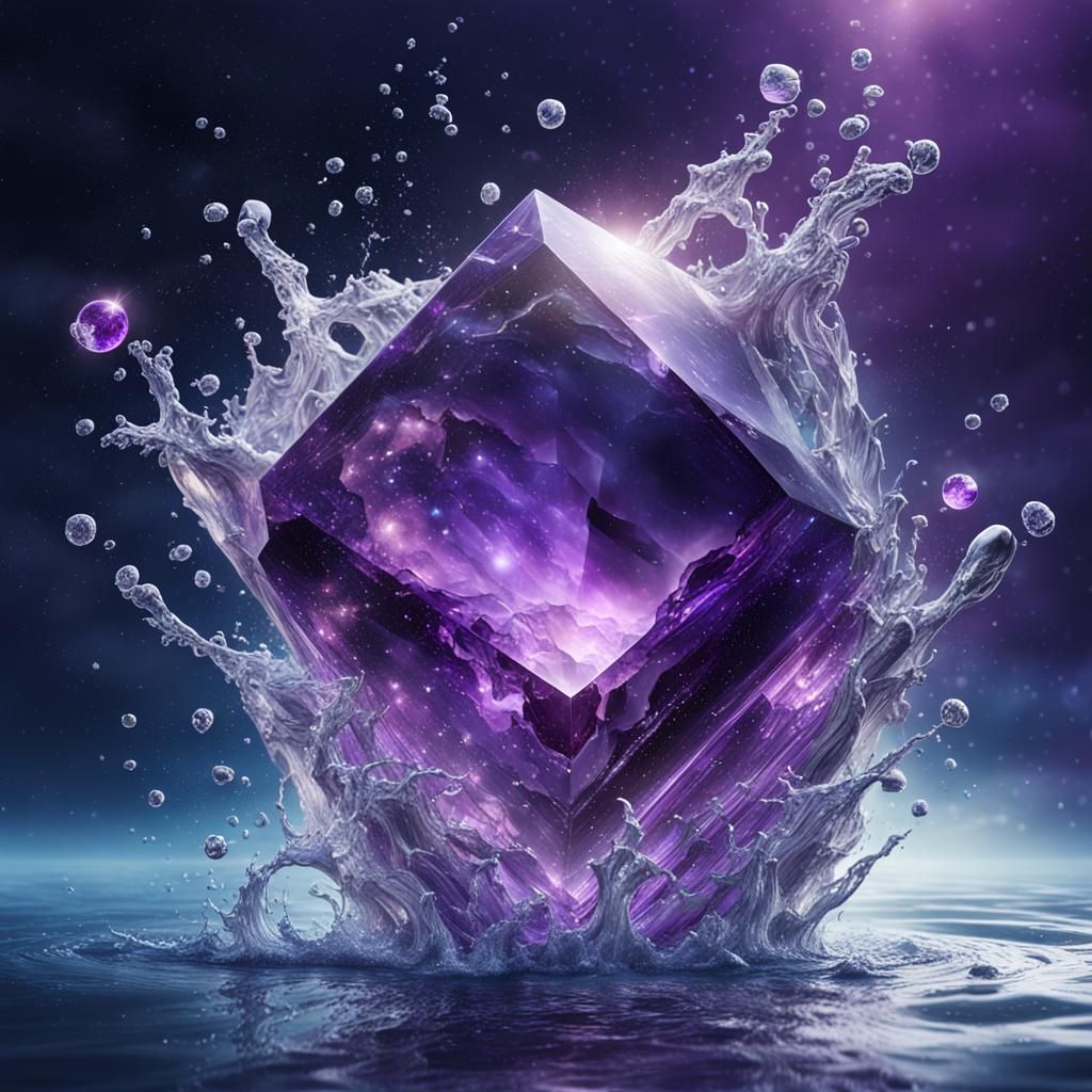 Amethyst Jewel Splashing Into Mind-Shaped Water