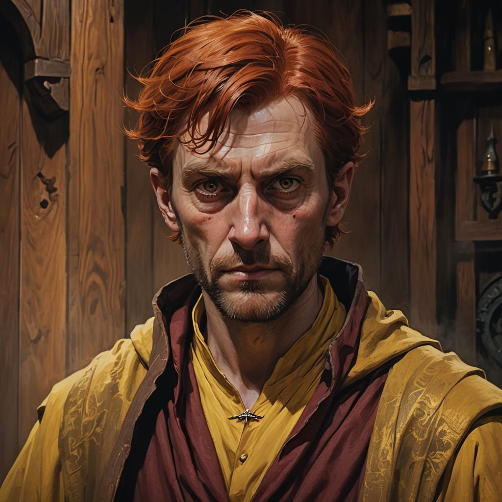 Annoyed Wizard Portrait in Oil Paint Style