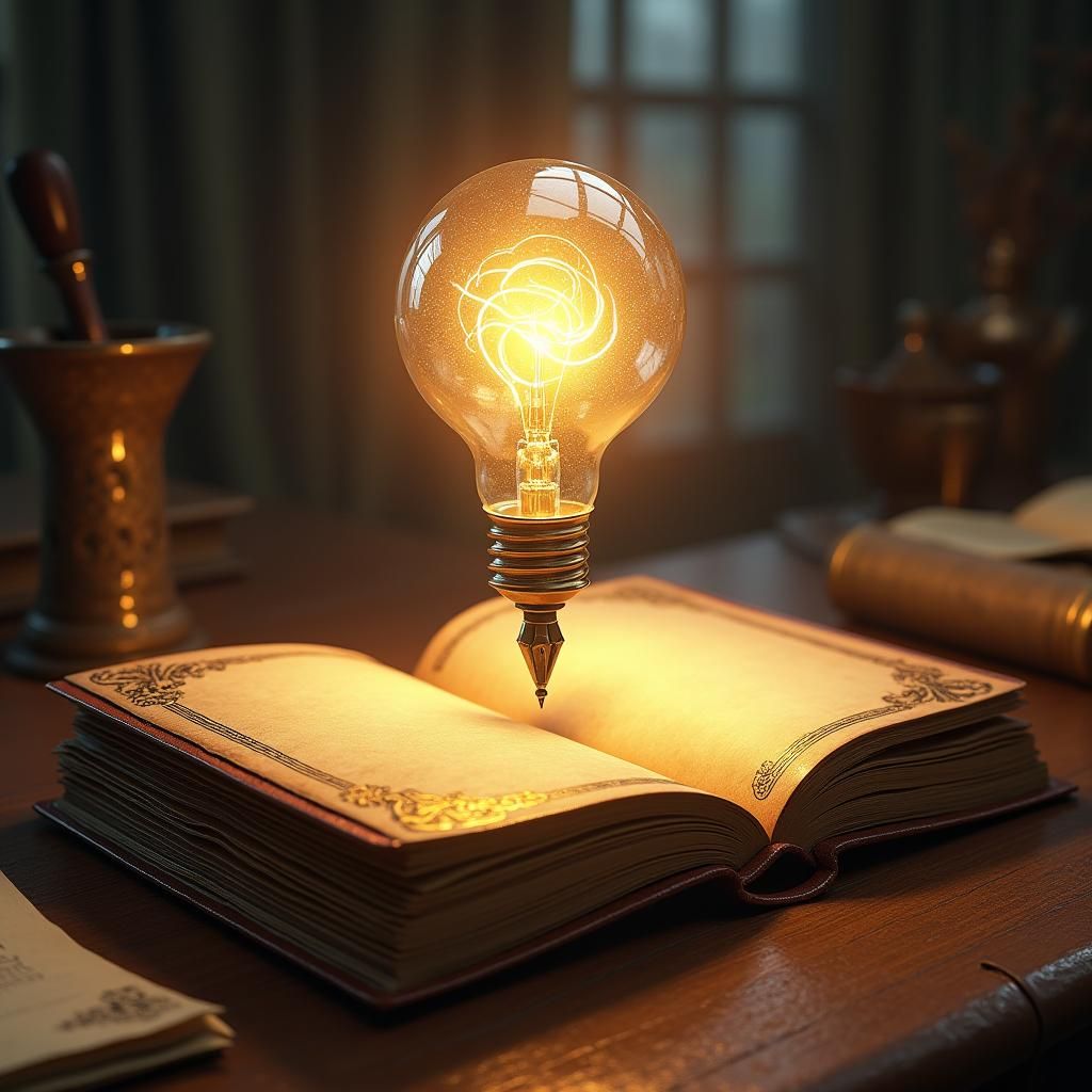 Vintage Book Illuminated with Creative Ideas