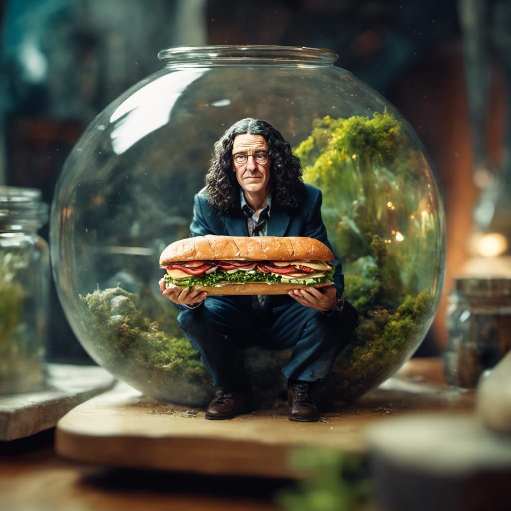 Weird Al Yankovic with Wacky Sandwich in Terrarium
