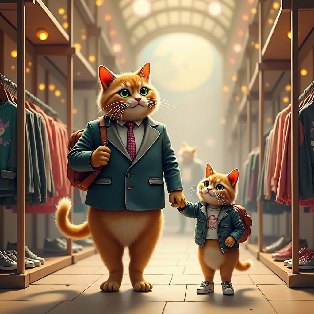 Cats Shop for Holographic Shirt in Visionary Style