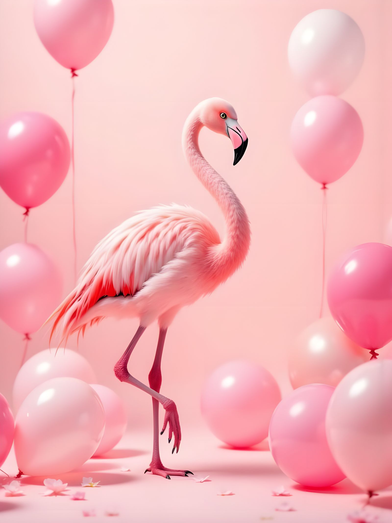 Pink Flamingo in Soft Pastel Hues