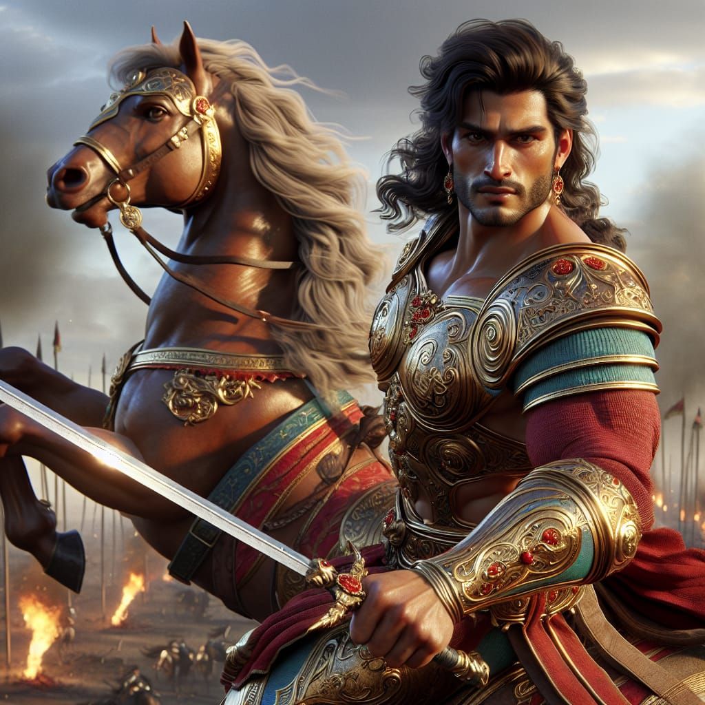 Hispanic Centaur Gallops Bravely Across Battlefield