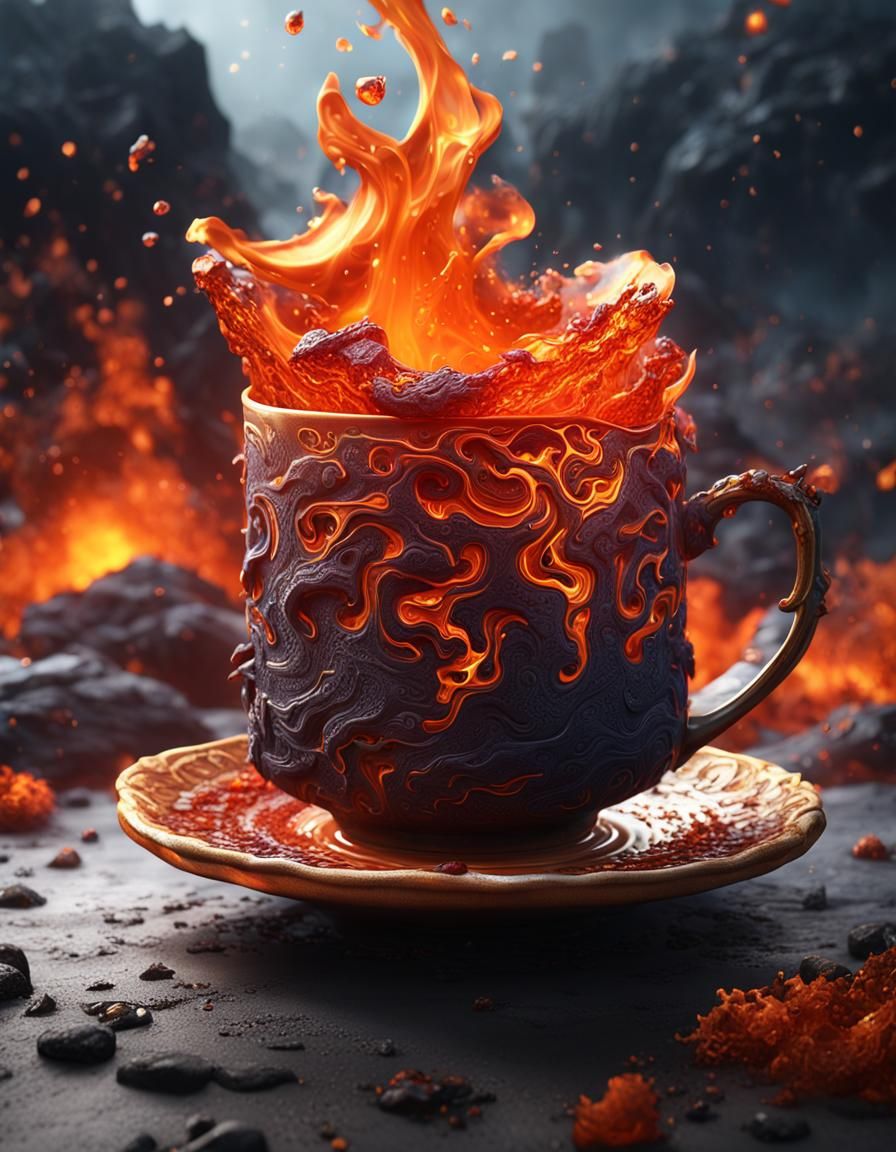 Lava Tea Cup: Fantastical Digital Art