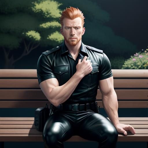Ginger Haired Man in Leather, Anime Style