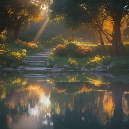 Cotswold Bibury at Sunset: Hyperrealistic Neo-Impressionism