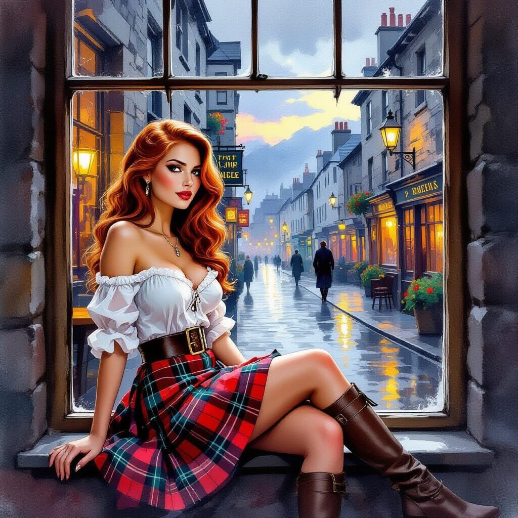 Serene Scottish Tavern at Night, Autumnal Hues