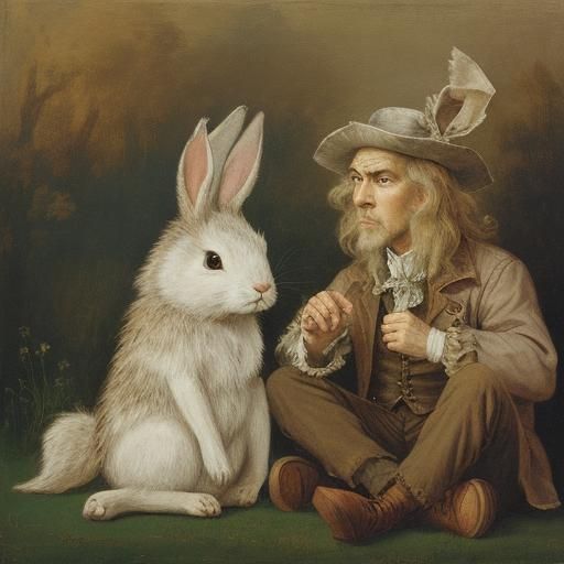 Rabbit and Hedgehog in Classic Portrait Style