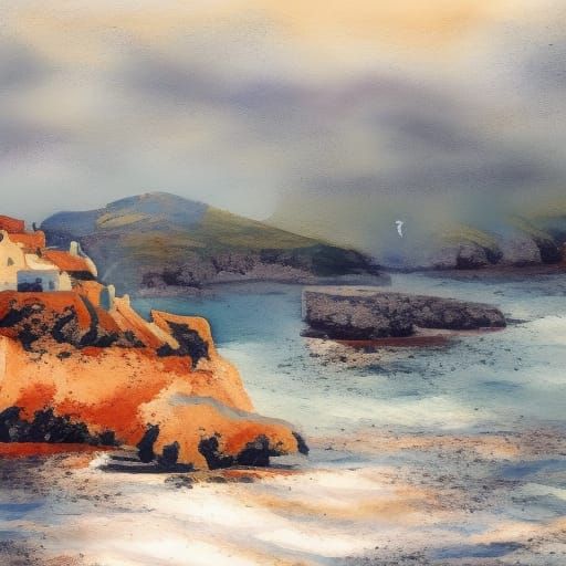 Belle ile en mer in Impressionist Gouache Style