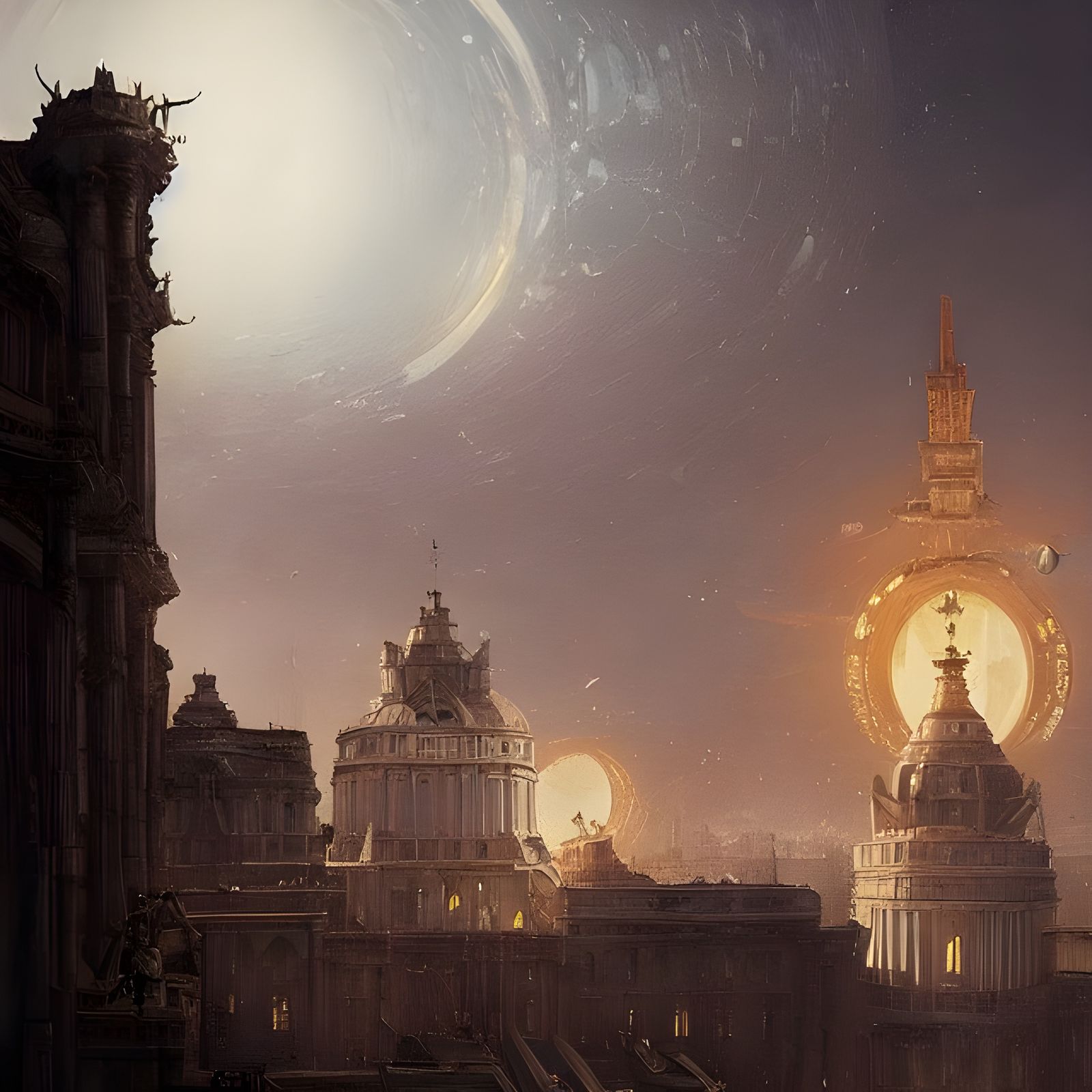 Golden Palace City Under Alien Skies