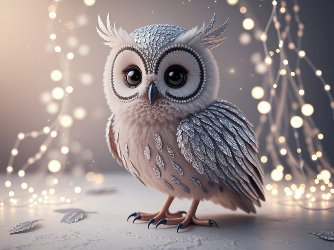 Magical Baby Owl in Whimsical Illustration Style